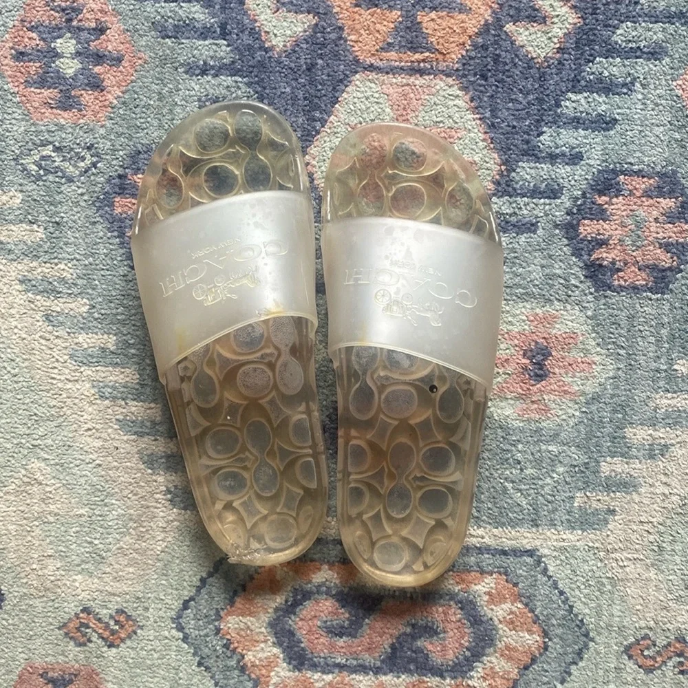 Coach Translucent Clear Logo Slide Sandals
